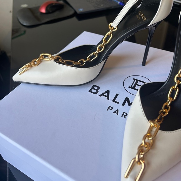 BALMAIN Sync Leather Stilettos With Pointed Toe - Picture 8 of 12